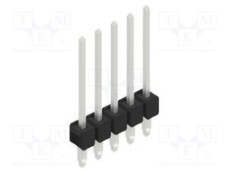 Connector: pin strips; pin header; male; PIN: 5; 2.54mm; THT; 1x5
