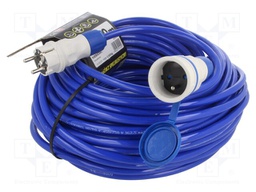 Extension lead; Sockets: 1; PUR; blue; 3x2,5mm2; 40m; 16A