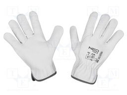 Protective gloves; Size: 9; white; natural leather; Safety cat: 2