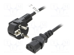 Cable; CEE 7/7 (E/F) plug angled,IEC C13 female; PVC; 2.5m; 10A