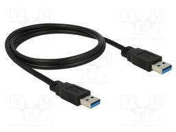 Cable; USB A plug,both sides; gold-plated; 1m; black; Cu; 5Gbps