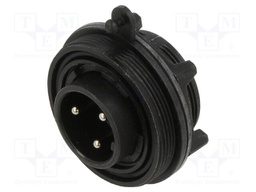 Connector: circular; socket; male; PIN: 3; 12A; 277V; IP68,IP69K