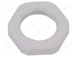 Nut; PG9; polyamide; UL94V-0; D: 5mm; Spanner: 22mm; grey; -40÷100°C