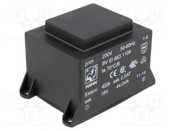 Transformer: encapsulated; 44VA; 230VAC; 18V; 2444mA; Mounting: PCB