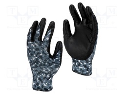 Protective gloves; Size: 10; camo,grey-black; polyester,PU; tag