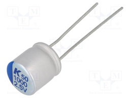 Capacitor: polymer; 1000uF; 2.5VDC; ESR: 12mΩ; A750; THT; ±20%; 2000h