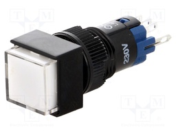 Switch: push-button; Pos: 2; SPDT; 0.5A/250VAC; 1A/24VDC; white