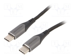 Cable; USB 2.0; USB C plug,both sides; 1m; black; Core: Cu,tinned