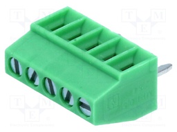 PCB terminal block; angled 90°; 2.54mm; ways: 5; on PCBs; 500um2