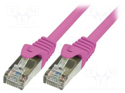 Patch cord; F/UTP; 6; stranded; CCA; PVC; pink; 7.5m; 26AWG