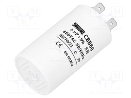 Capacitor: motors, run; 6uF; 450V; Ø35x60mm; -25÷70°C; ±5%; 3000h