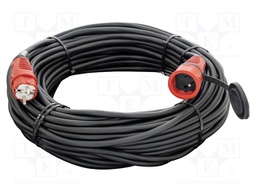Extension lead; Sockets: 1; rubber; black; 3x2,5mm2; 40m; 16A