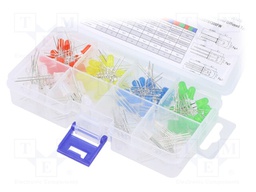 Kit: LED; 5mm; THT; 130pcs; 3÷15V; plastic box; 7.5÷8mA; 50°