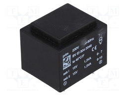 Transformer: encapsulated; 2.6VA; 230VAC; 15V; 15V; 87mA; 87mA; 99g