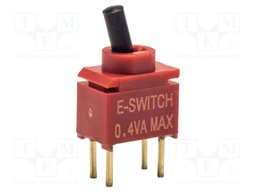 Switch: toggle; Pos: 2; SPST-NO; OFF-ON; 0.02A/20VAC; 0.02A/20VDC