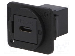 Coupler; both sides,USB C socket; FT; USB-C; plastic; 19x24mm