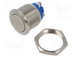 Vandal Resistant Switch, AV Series, 19.2 mm, SPST-NO, Off-(On), Flush, Natural