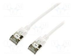 Patch cord; U/FTP; 6a; stranded; Cu; TPE; white; Len: 0.5m; 32AWG