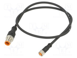 Connection lead; M12,M8; PIN: 3; 0.6m; plug; 50VAC; 4A; -25÷80°C