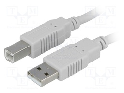 Cable; USB 2.0; USB A plug,USB B plug; 1.8m; grey; Core: Cu