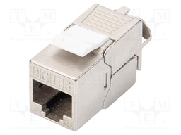 RJ45 module; Keystone; silver; Cat: 6a; on cable; RJ45 socket; 8p8c
