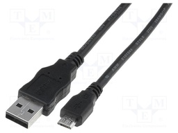 Cable; USB 2.0; USB A plug,USB B micro plug; nickel plated; 3m