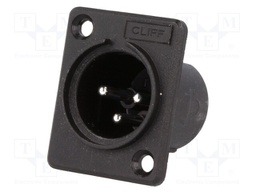 Socket; XLR; male; PIN: 3; for panel mounting,screw; soldering