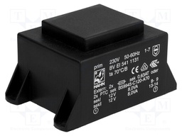 Transformer: encapsulated; 16VA; 230VAC; 12V; 12V; 667mA; 667mA