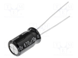 Capacitor: electrolytic; THT; 470uF; 10VDC; Ø6.3x11mm; Pitch: 2.5mm