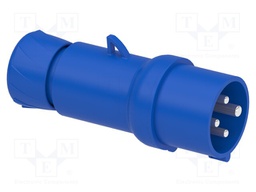 Connector: AC supply; plug; male; 16A; 380/415VAC; IP44; for cable