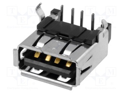 Socket; USB A; on PCBs; THT; PIN: 4; angled 90°; USB 2.0