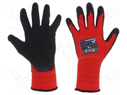 Protective gloves; Size: 9,L; red; polyester; Opty