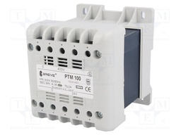 Transformer: mains; 100VA; 400VAC; 24V; Leads: terminal block; IP21
