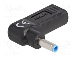 Adapter; USB C socket,DC 4,5/3,0 plug; black; angular; 3A