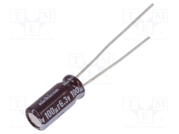 Capacitor: electrolytic; low impedance; THT; 100uF; 6.3VDC; ±20%