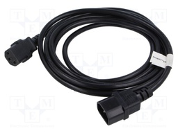 Cable; IEC C13 female,IEC C14 male; PVC; Len: 3m; black; Øcore: 1mm