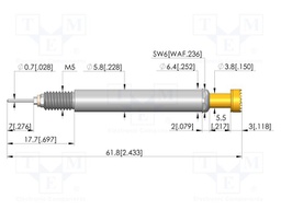 Test needle; Spring compression: 4.4mm; 5.5mm; 100A; CuBe; Ø: 6mm
