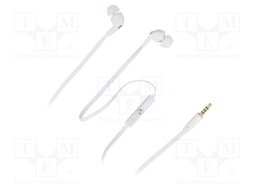 Headphones with microphone; white; Jack 3,5mm; in-ear; 32Ω; 105dB