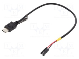 Cable; USB C plug,1pin pin header x2; 0.2m; black; 22AWG
