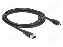 Cable; FireWire 4pin plug,FireWire 6pin plug; 2m; black; 28AWG