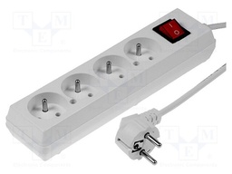 Extension lead; Sockets: 4; PVC; white; 3x1,5mm2; 1.5m; 10A