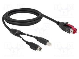 Cable; DIN mini 3pin plug,PoweredUSB plug,USB B plug; 2m; black