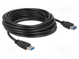 Cable; USB A socket,USB A plug; gold-plated; 5m; black; Cu; 5Gbps