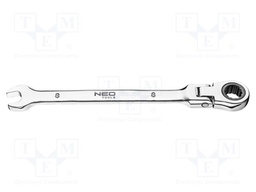 Wrench; combination spanner,with ratchet,with joint; 8mm