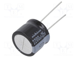 Capacitor: electrolytic; THT; 2200uF; 25VDC; Ø18x15mm; Pitch: 7.5mm