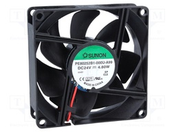 Fan: DC; axial; 24VDC; 80x80x25mm; 101.94m3/h; 47.5dBA; Len: 300mm