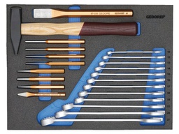 Kit: general purpose; combination spanner; Kit: chisel,hammer