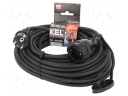 Extension lead; Sockets: 1; rubber; black; 3x1,5mm2; 20m; 16A