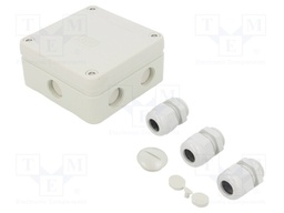 Enclosure: junction box; X: 110mm; Y: 110mm; Z: 51mm; polypropylene