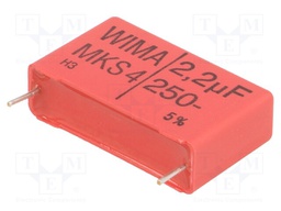 Capacitor: polyester; 2.2uF; 160VAC; 250VDC; Pitch: 27.5mm; ±5%